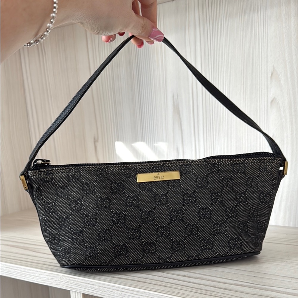Gucci Abbey Pochette Black Monogram Shoulder Bag